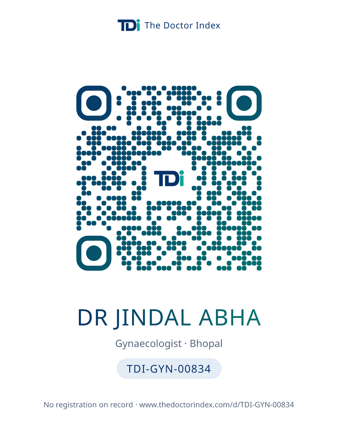 QR card for Dr Jindal Abha, TDI-GYN-00834