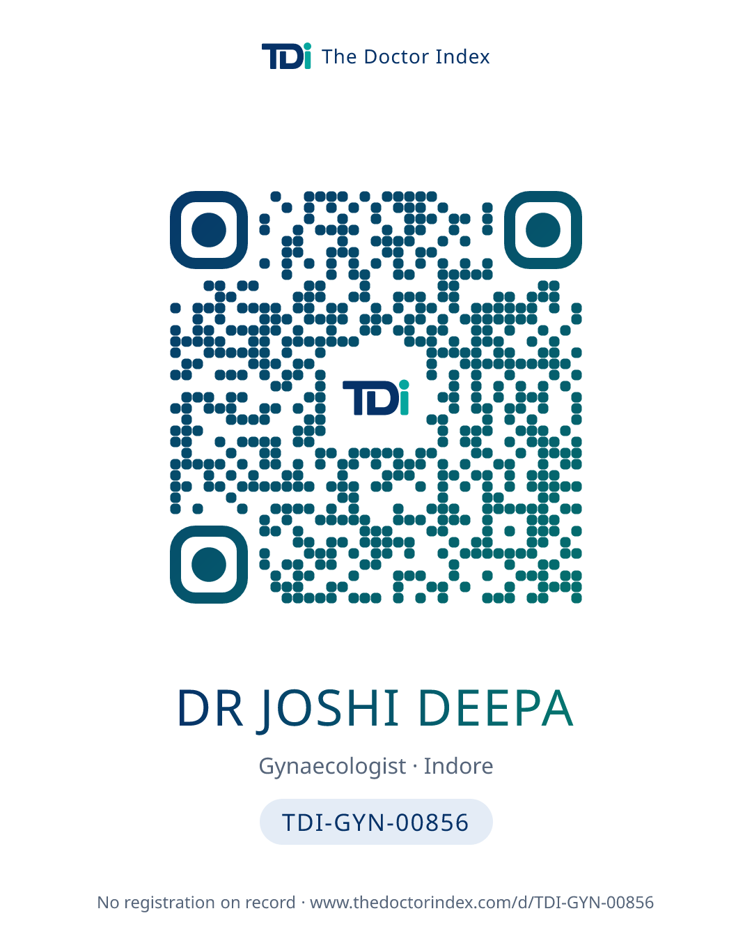 QR card for Dr Joshi Deepa, TDI-GYN-00856