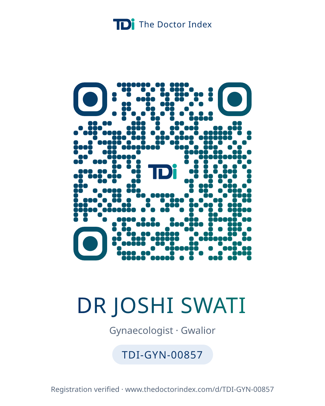 QR card for Dr Joshi Swati, TDI-GYN-00857
