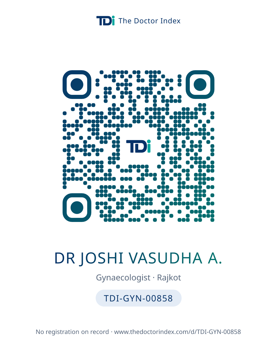 QR card for Dr Joshi Vasudha A., TDI-GYN-00858