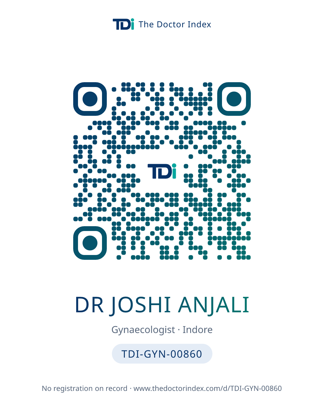 QR card for Dr Joshi Anjali, TDI-GYN-00860