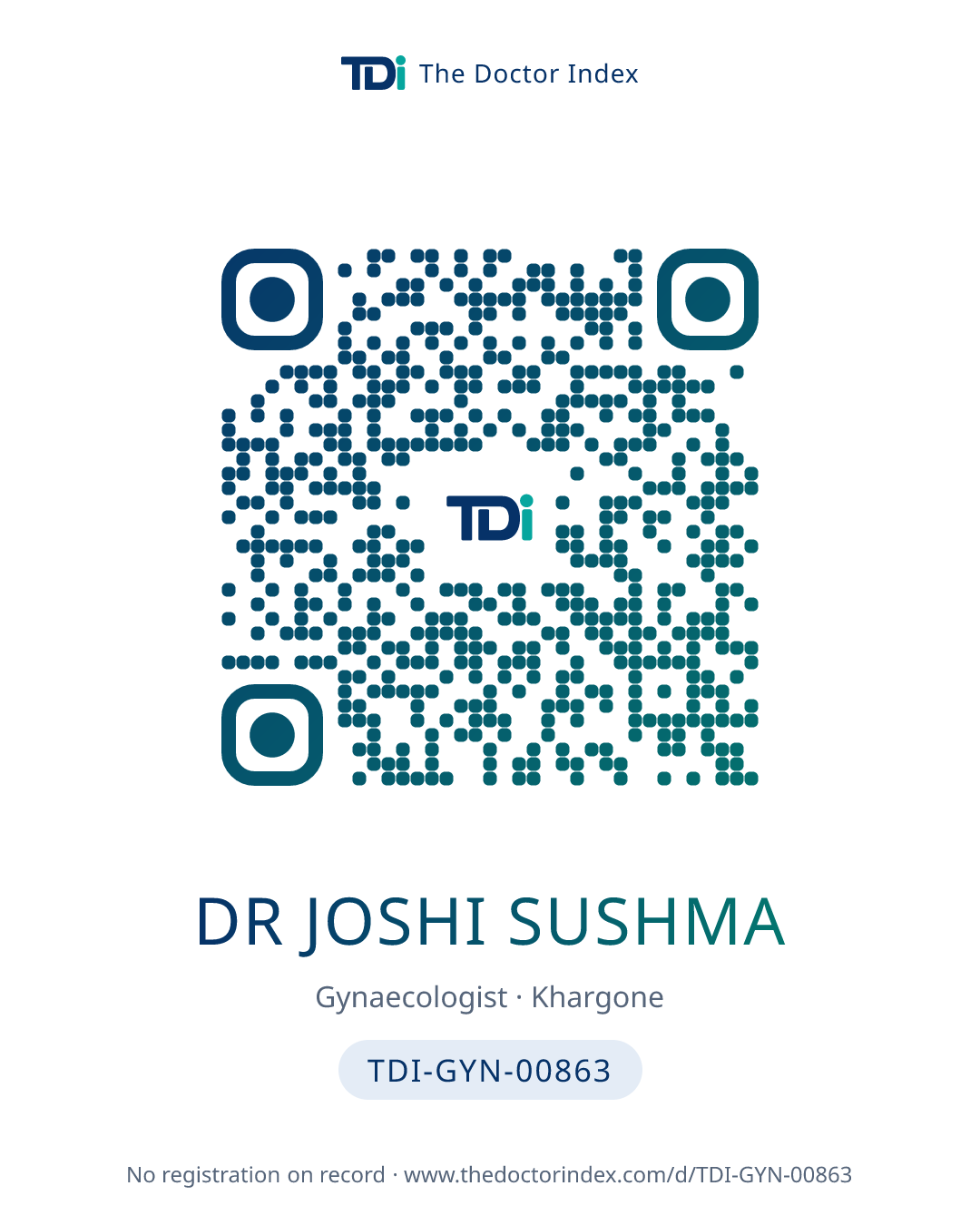 QR card for Dr Joshi Sushma, TDI-GYN-00863