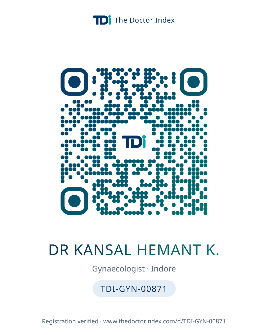 QR card for Dr Kansal Hemant K., TDI-GYN-00871