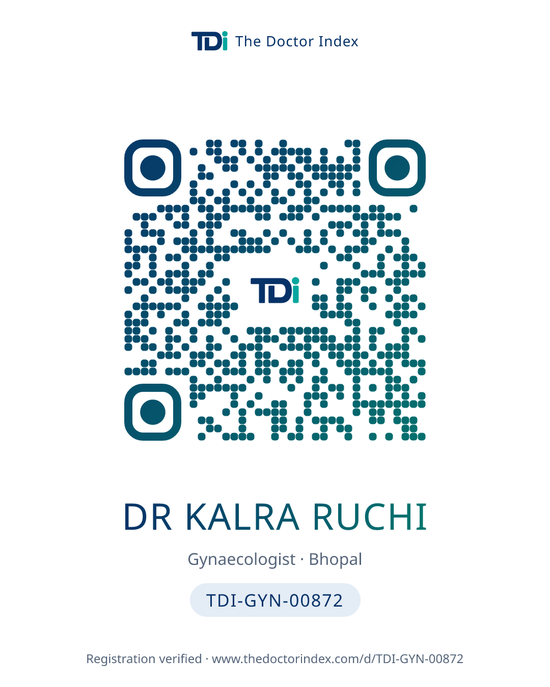 QR card for Dr Kalra Ruchi, TDI-GYN-00872