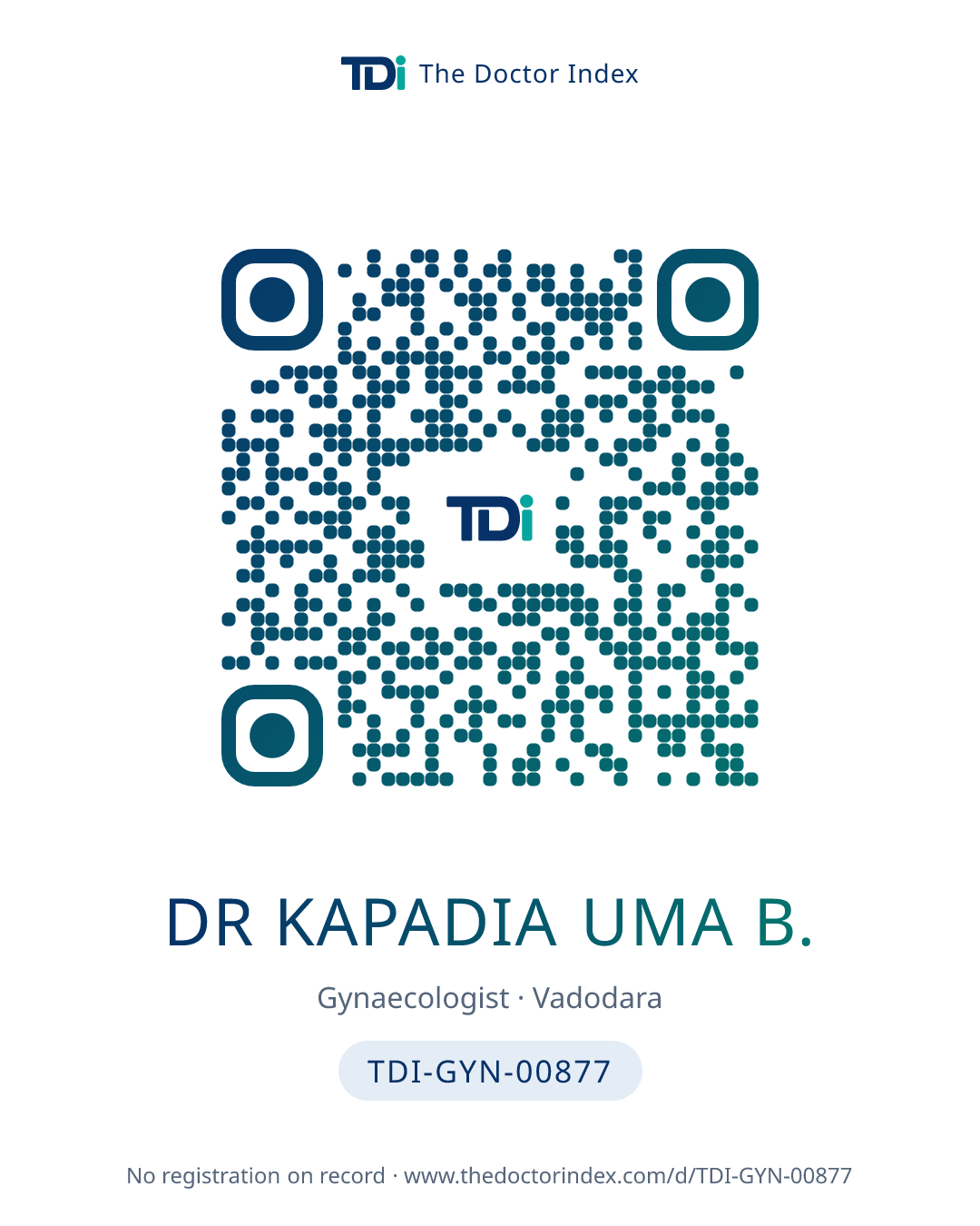 QR card for Dr Kapadia Uma B., TDI-GYN-00877