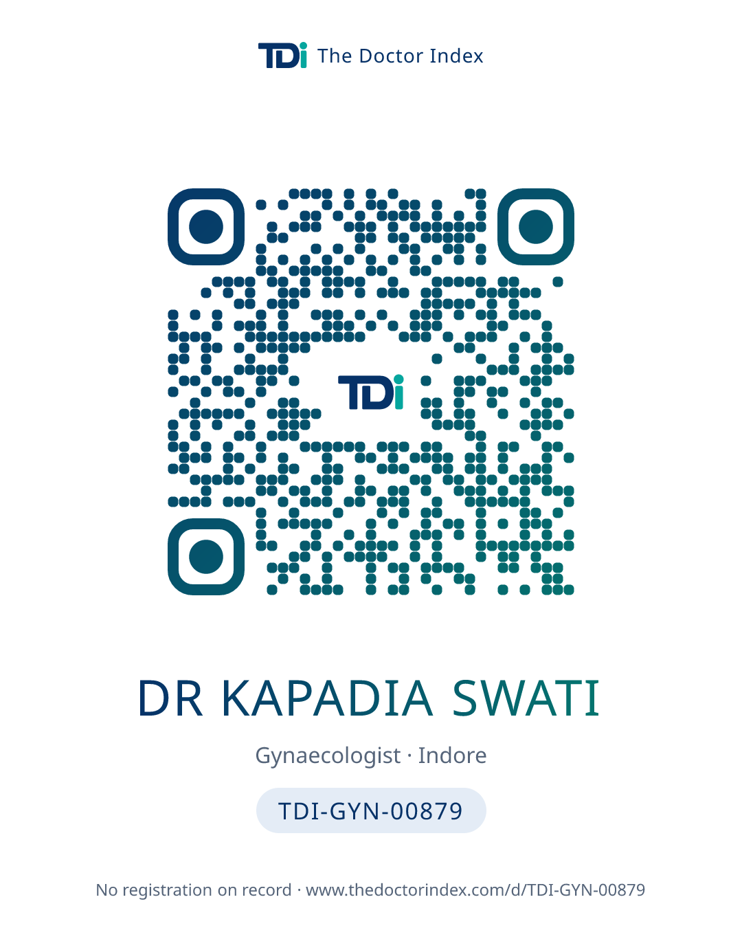 QR card for Dr Kapadia Swati, TDI-GYN-00879
