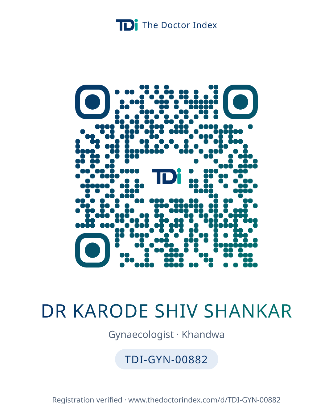 QR card for Dr Karode Shiv Shankar, TDI-GYN-00882