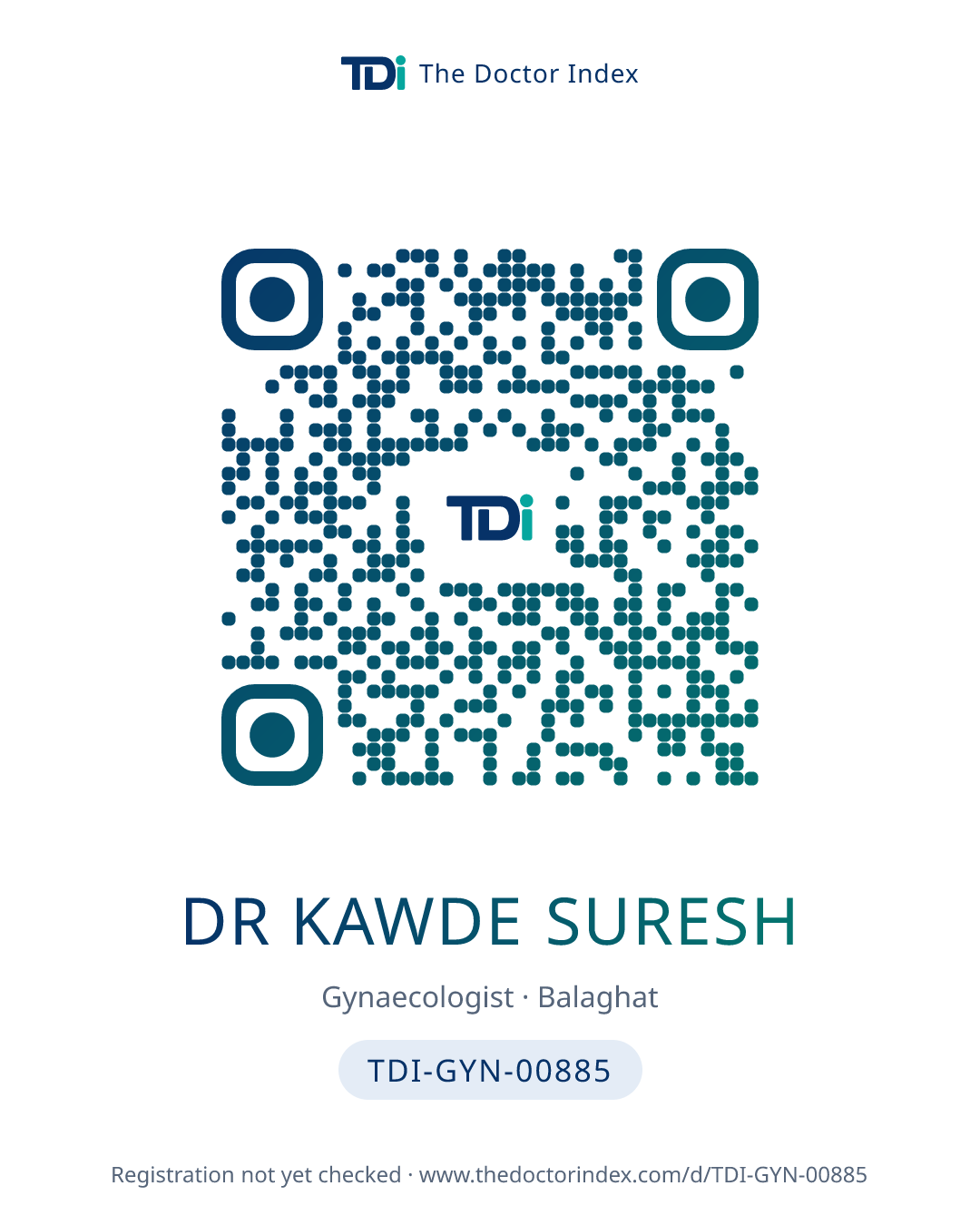 QR card for Dr Kawde Suresh, TDI-GYN-00885