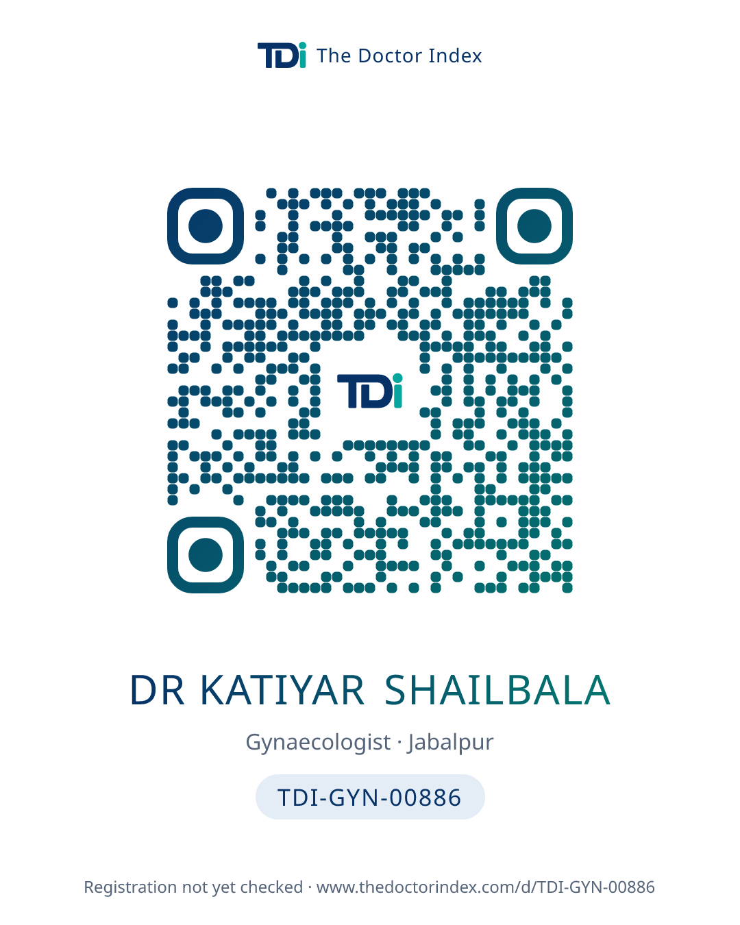 QR card for Dr Katiyar Shailbala, TDI-GYN-00886