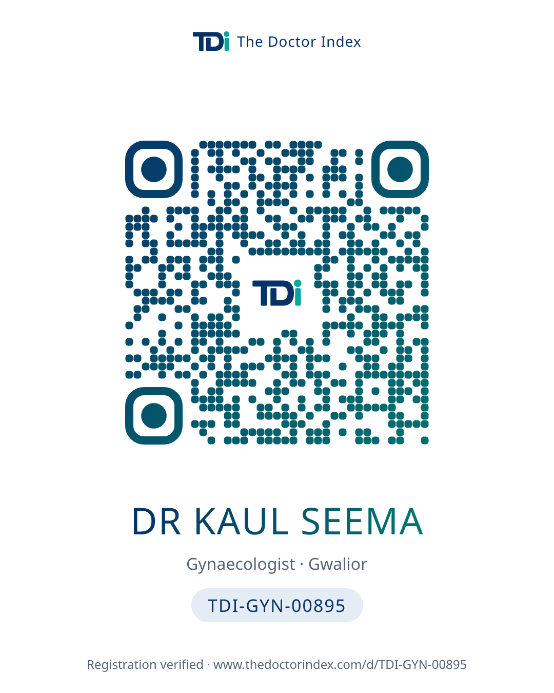 QR card for Dr Kaul Seema, TDI-GYN-00895