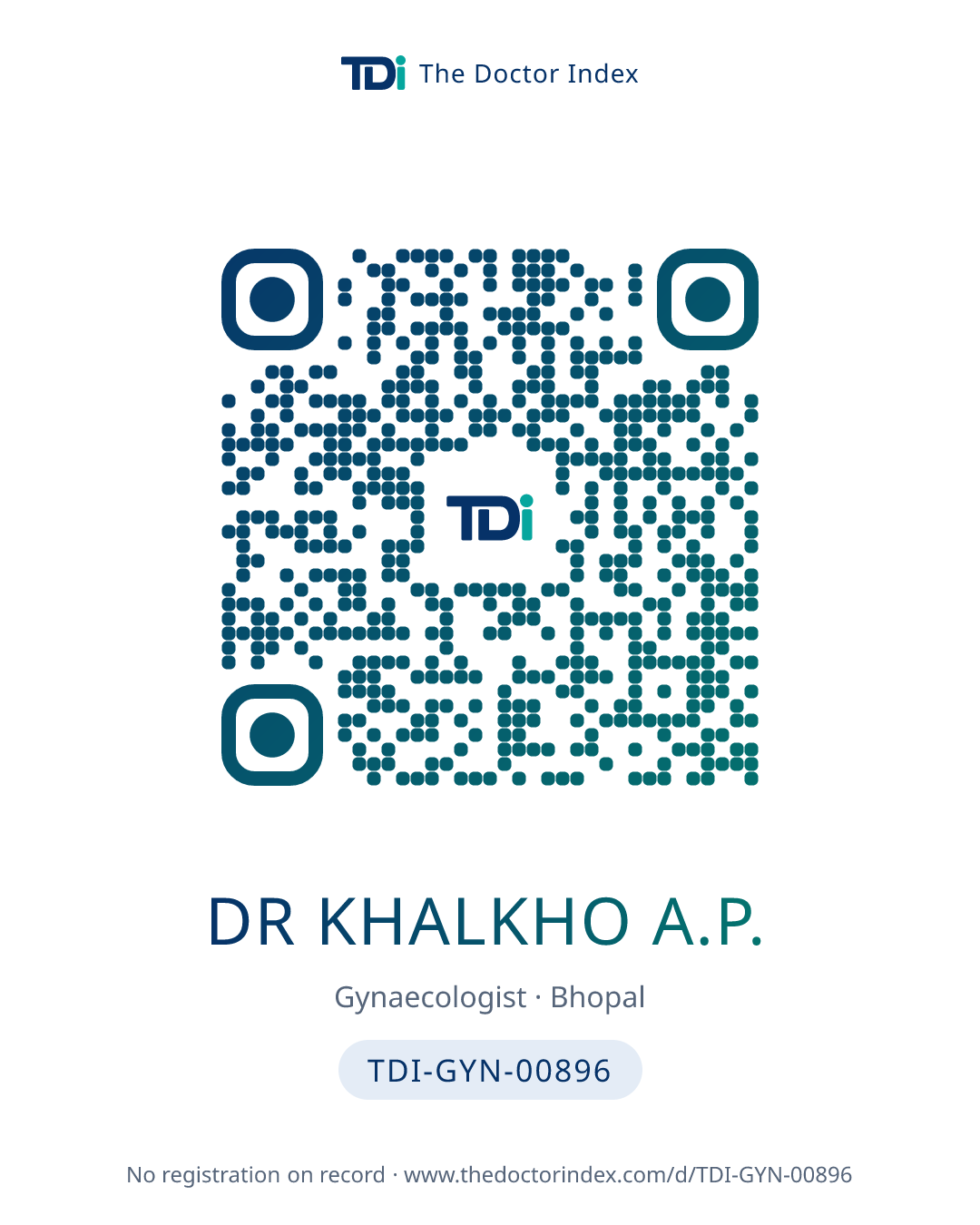 QR card for Dr Khalkho A.P., TDI-GYN-00896