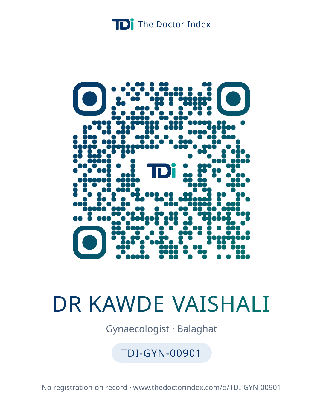 QR card for Dr Kawde Vaishali, TDI-GYN-00901