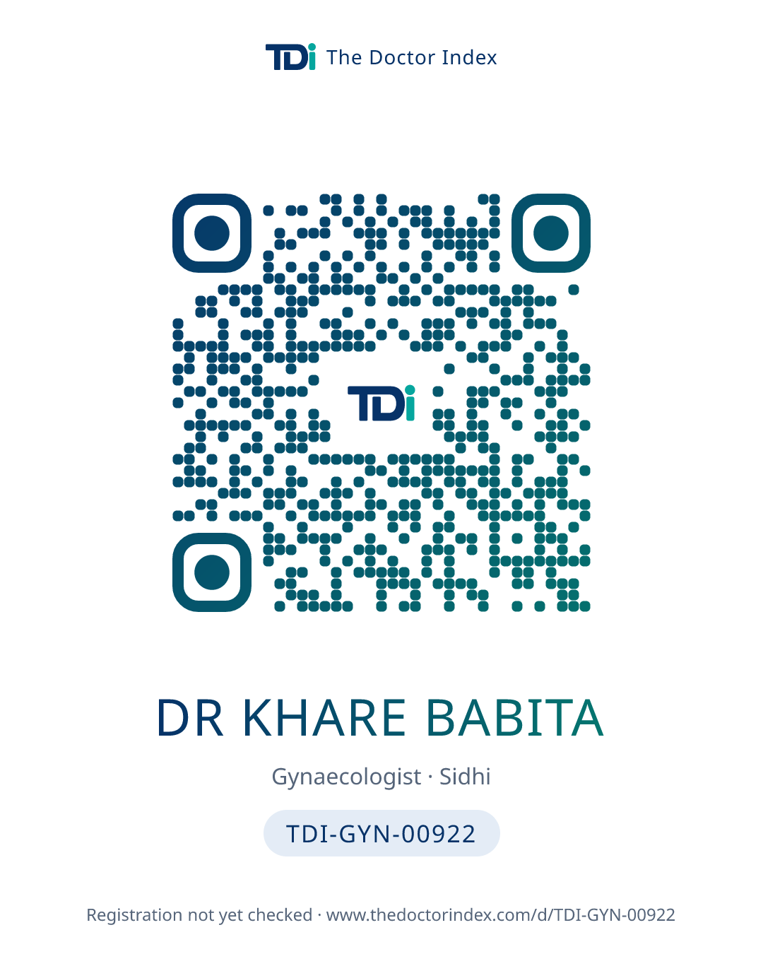 QR card for Dr Khare Babita, TDI-GYN-00922