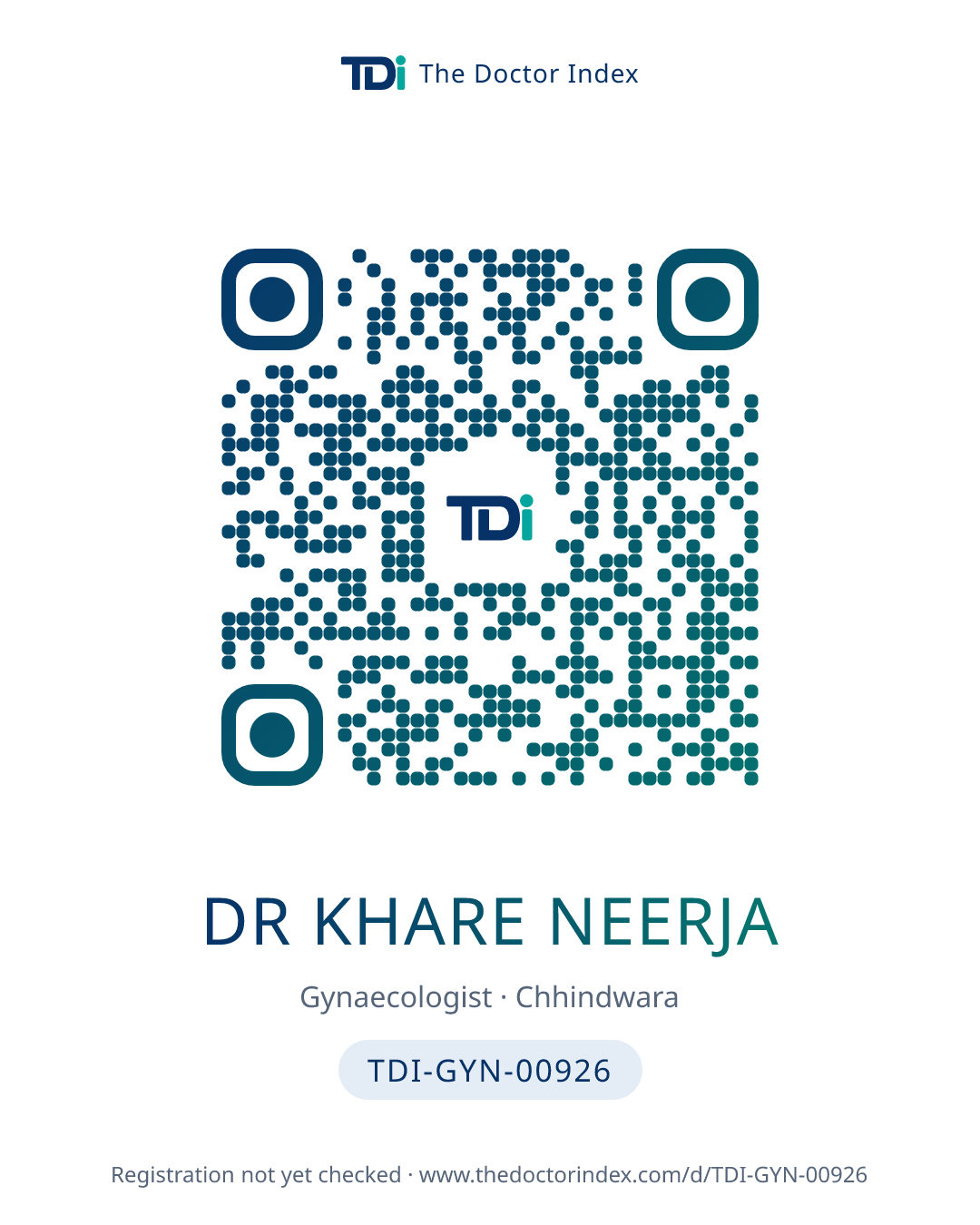 QR card for Dr Khare Neerja, TDI-GYN-00926
