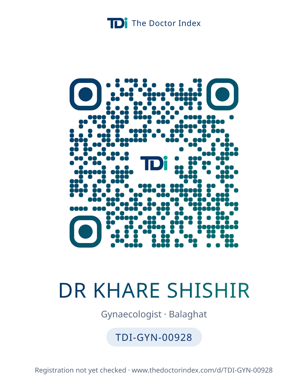 QR card for Dr Khare Shishir, TDI-GYN-00928