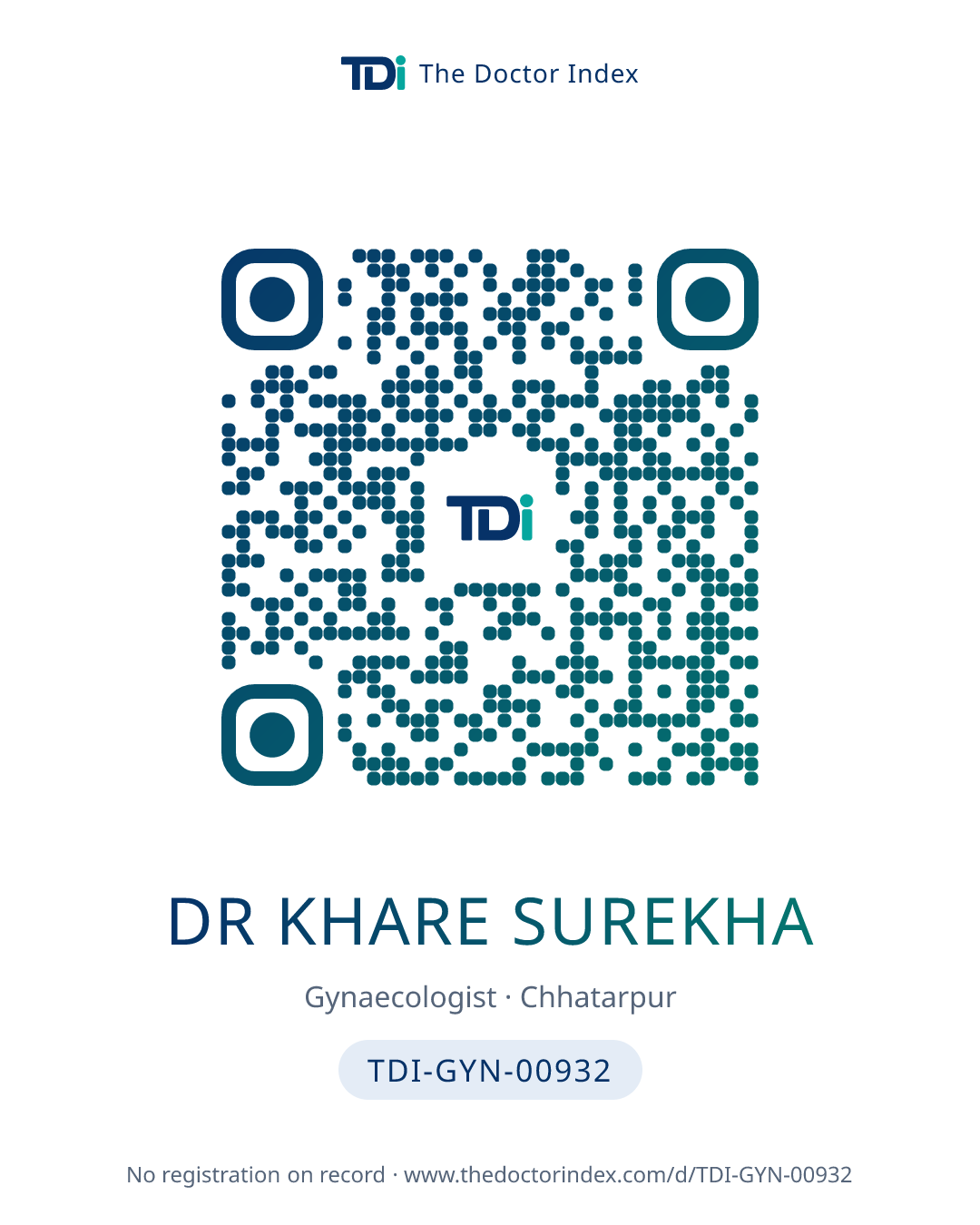 QR card for Dr Khare Surekha, TDI-GYN-00932