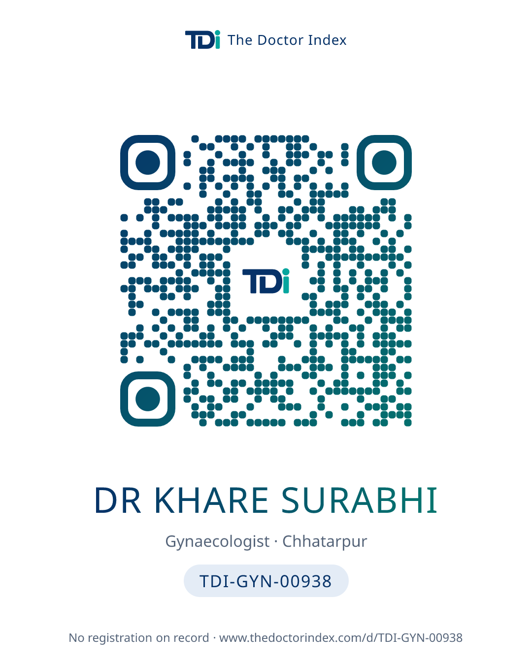 QR card for Dr Khare Surabhi, TDI-GYN-00938