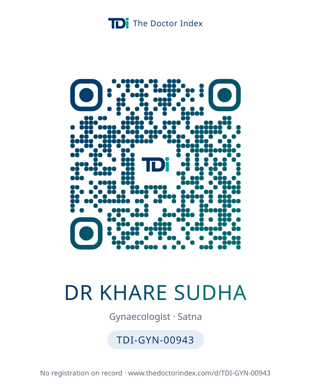 QR card for Dr Khare Sudha, TDI-GYN-00943