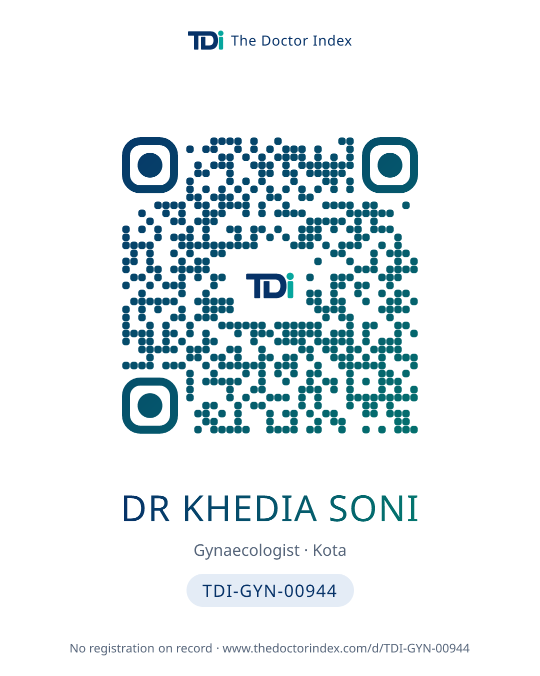 QR card for Dr Khedia Soni, TDI-GYN-00944