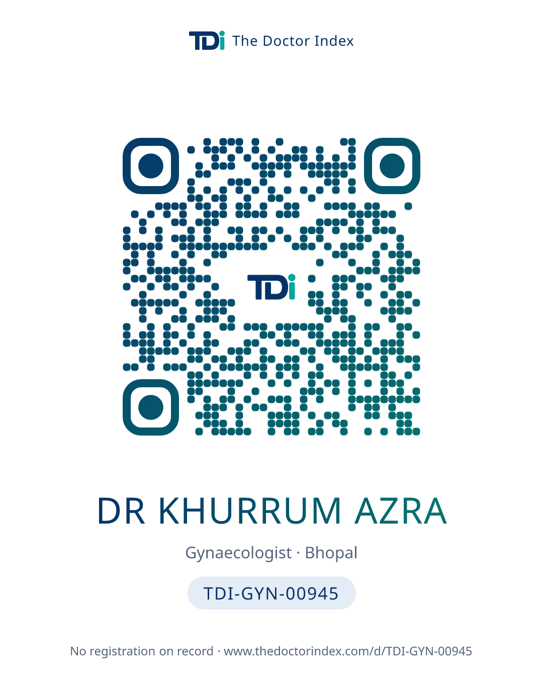 QR card for Dr Khurrum Azra, TDI-GYN-00945
