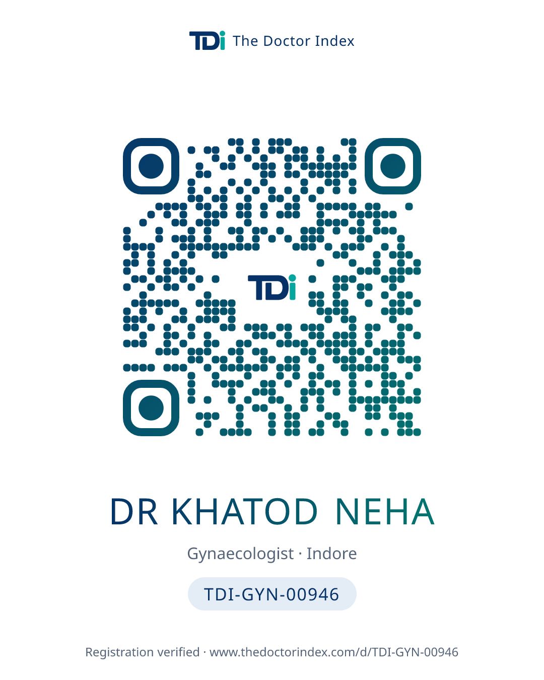 QR card for Dr Khatod Neha, TDI-GYN-00946