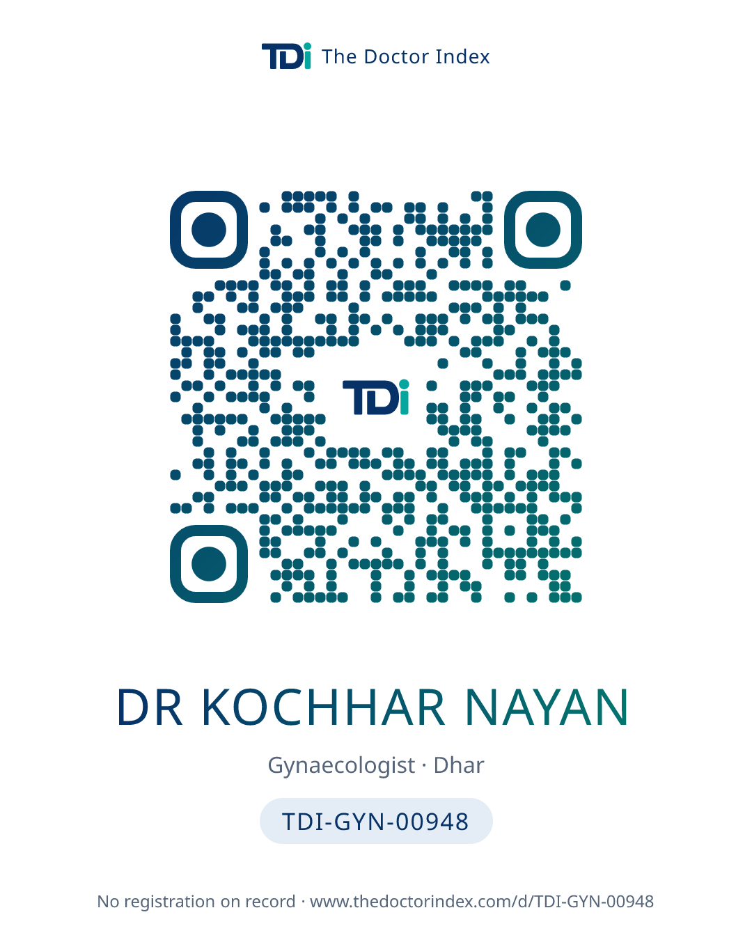 QR card for Dr Kochhar Nayan, TDI-GYN-00948
