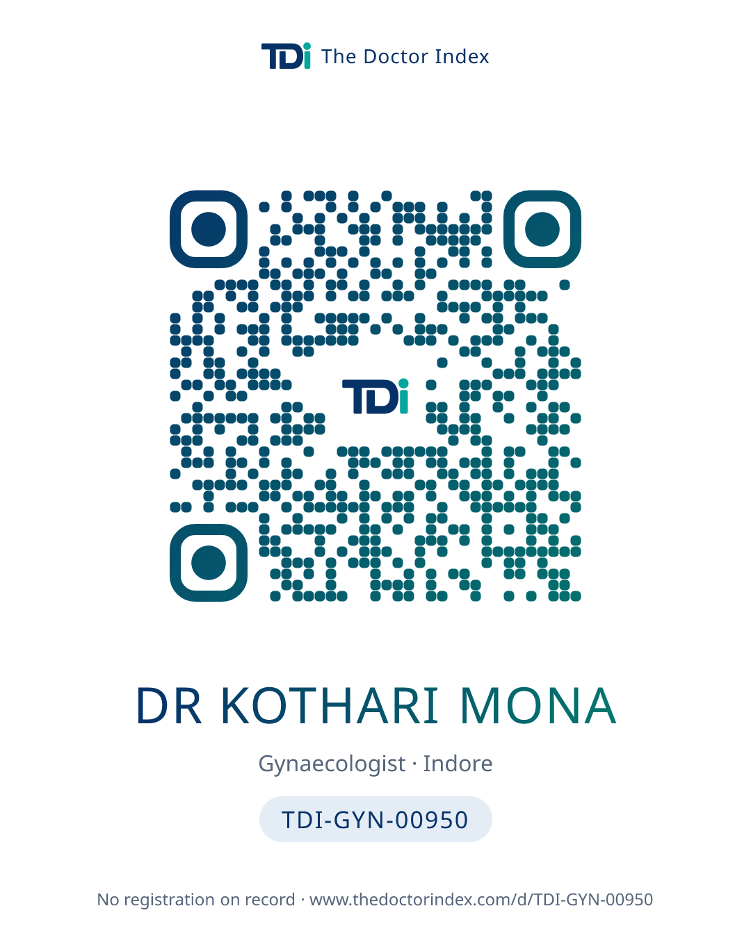 QR card for Dr Kothari Mona, TDI-GYN-00950