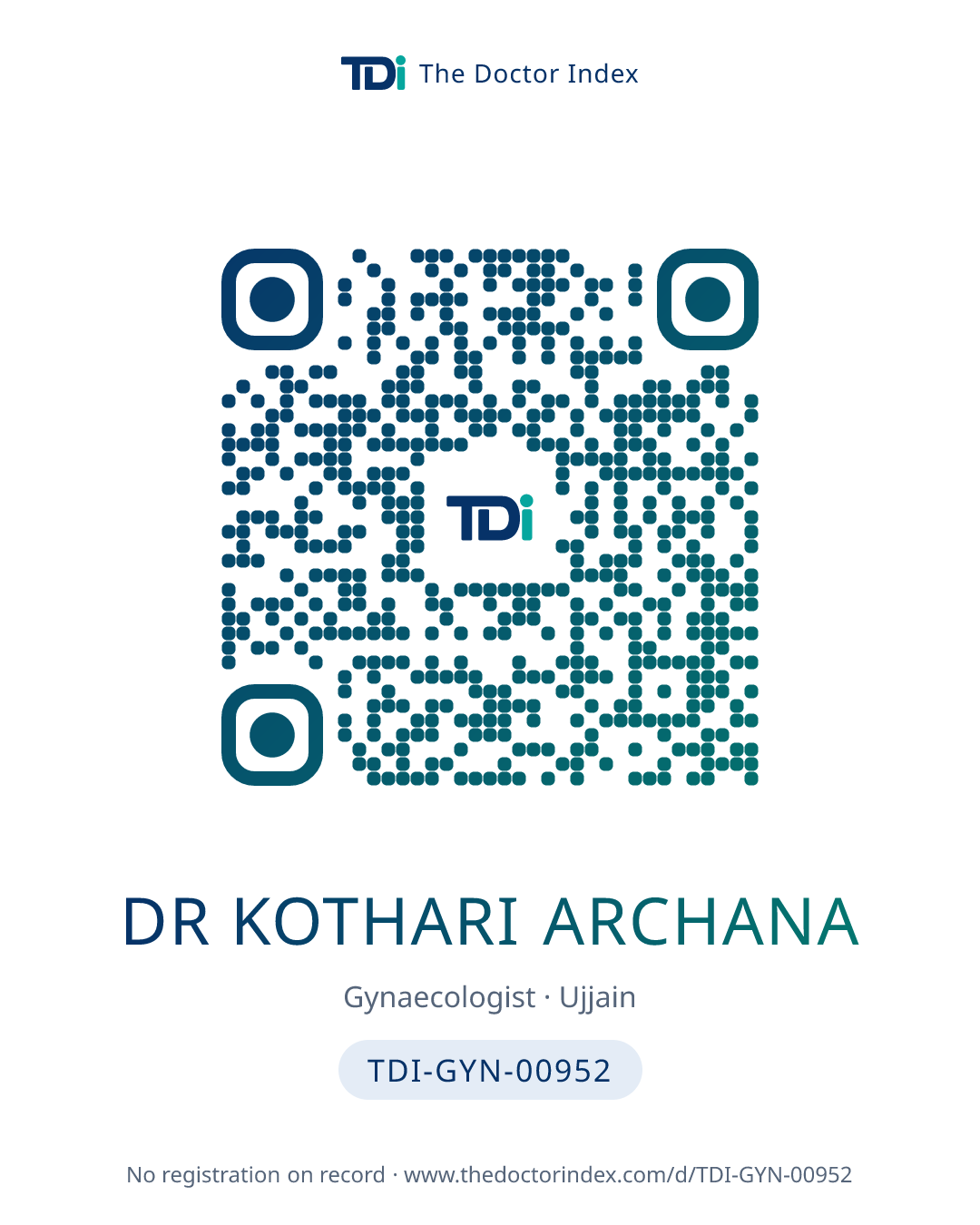 QR card for Dr Kothari Archana, TDI-GYN-00952