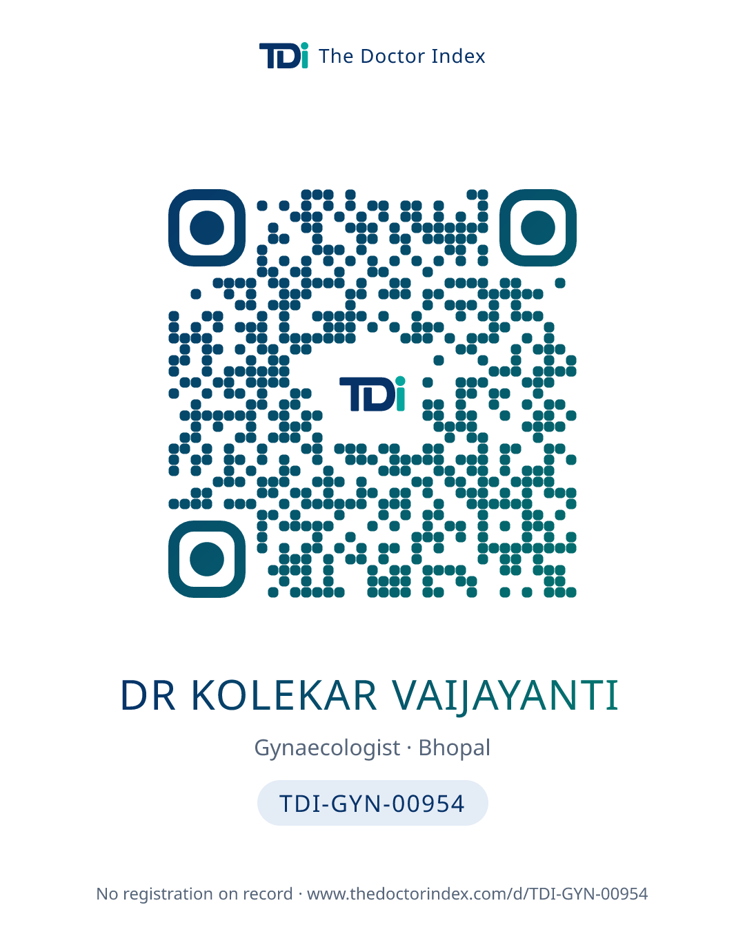 QR card for Dr Kolekar Vaijayanti, TDI-GYN-00954