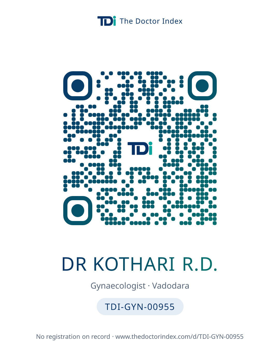 QR card for Dr Kothari R.D., TDI-GYN-00955