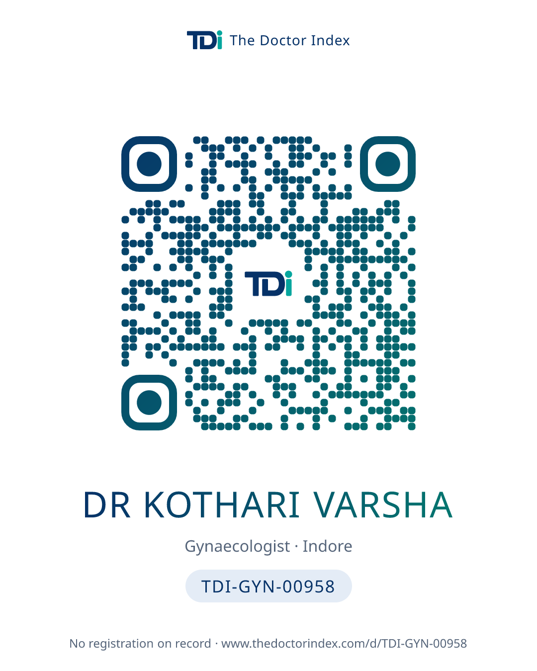 QR card for Dr Kothari Varsha, TDI-GYN-00958