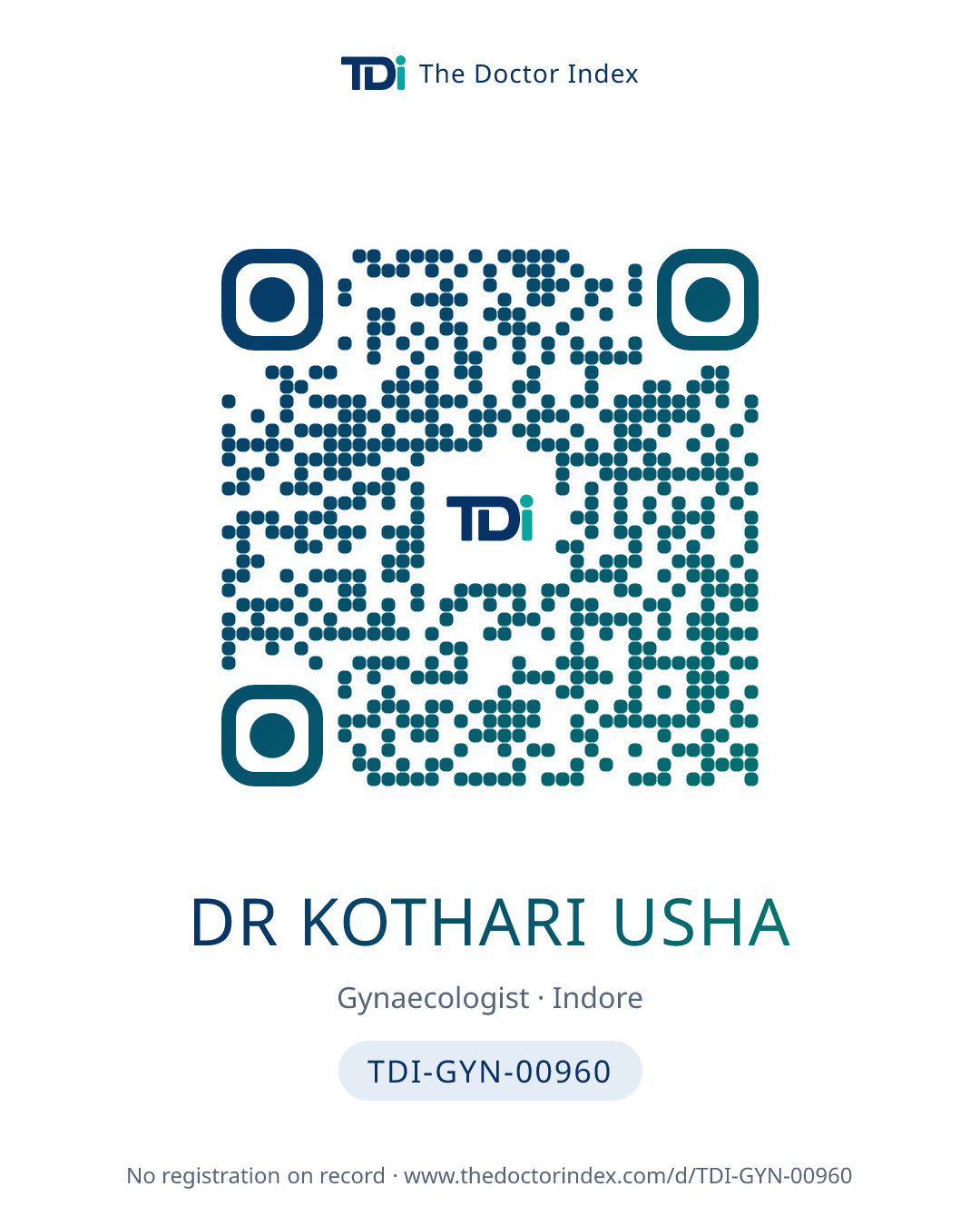 QR card for Dr Kothari Usha, TDI-GYN-00960