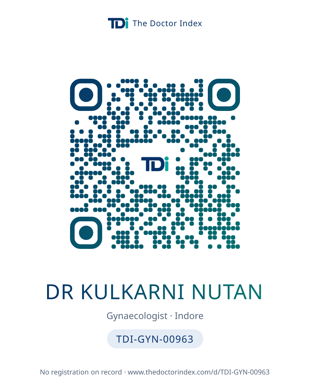 QR card for Dr Kulkarni Nutan, TDI-GYN-00963