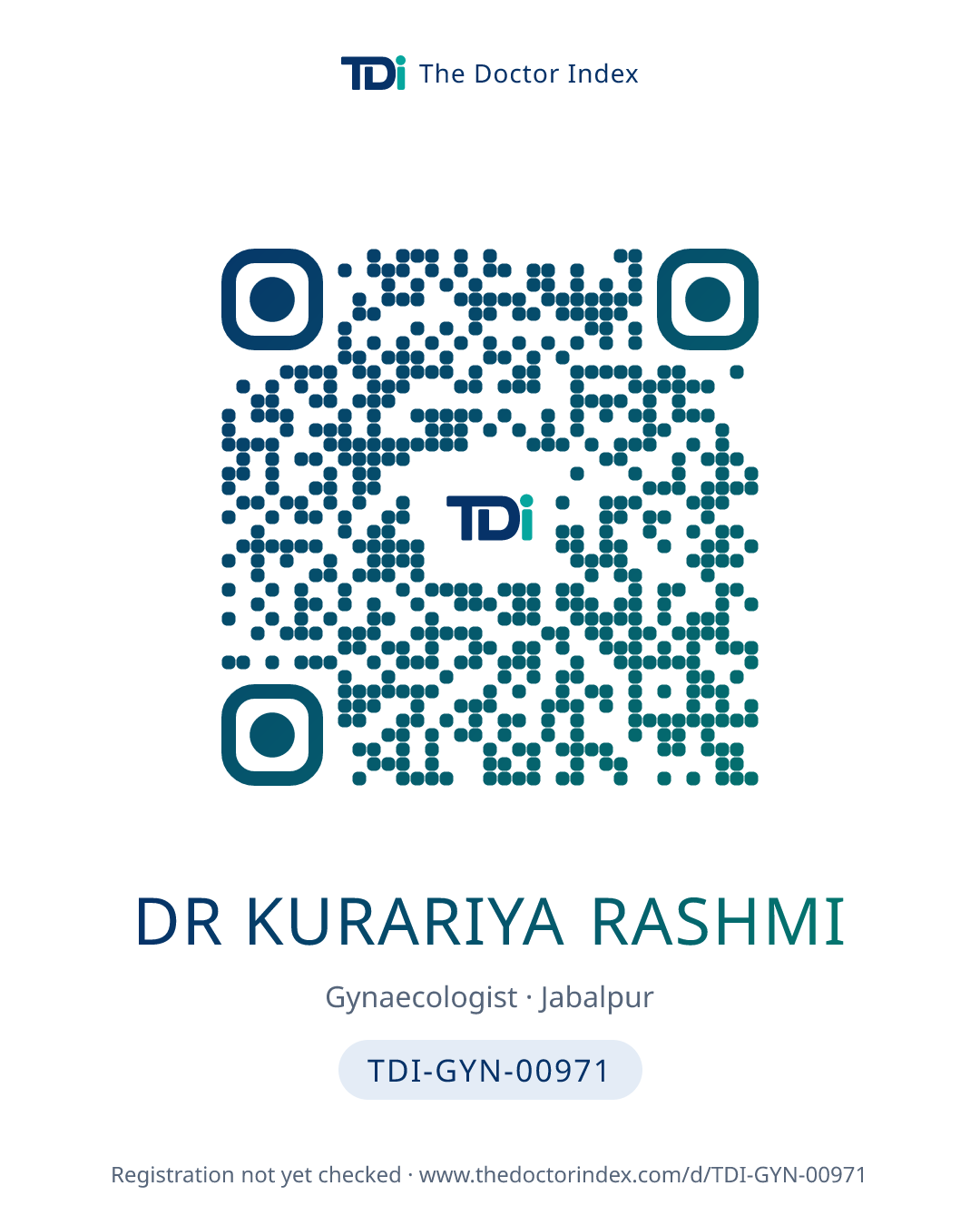 QR card for Dr Kurariya Rashmi, TDI-GYN-00971