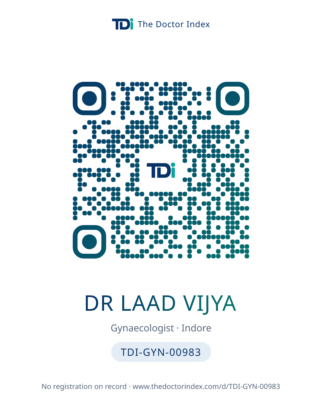 QR card for Dr Laad Vijya, TDI-GYN-00983
