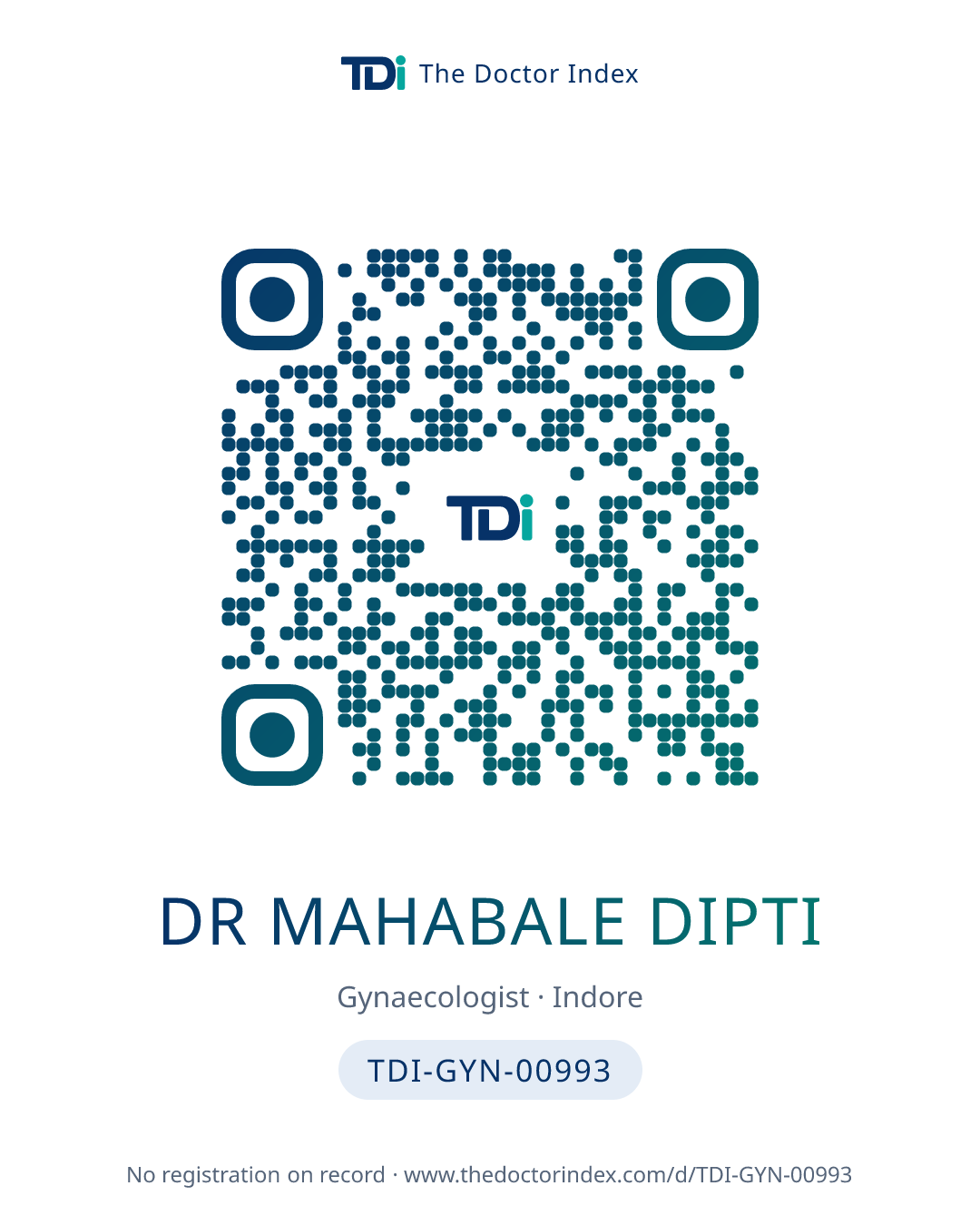 QR card for Dr Mahabale Dipti, TDI-GYN-00993