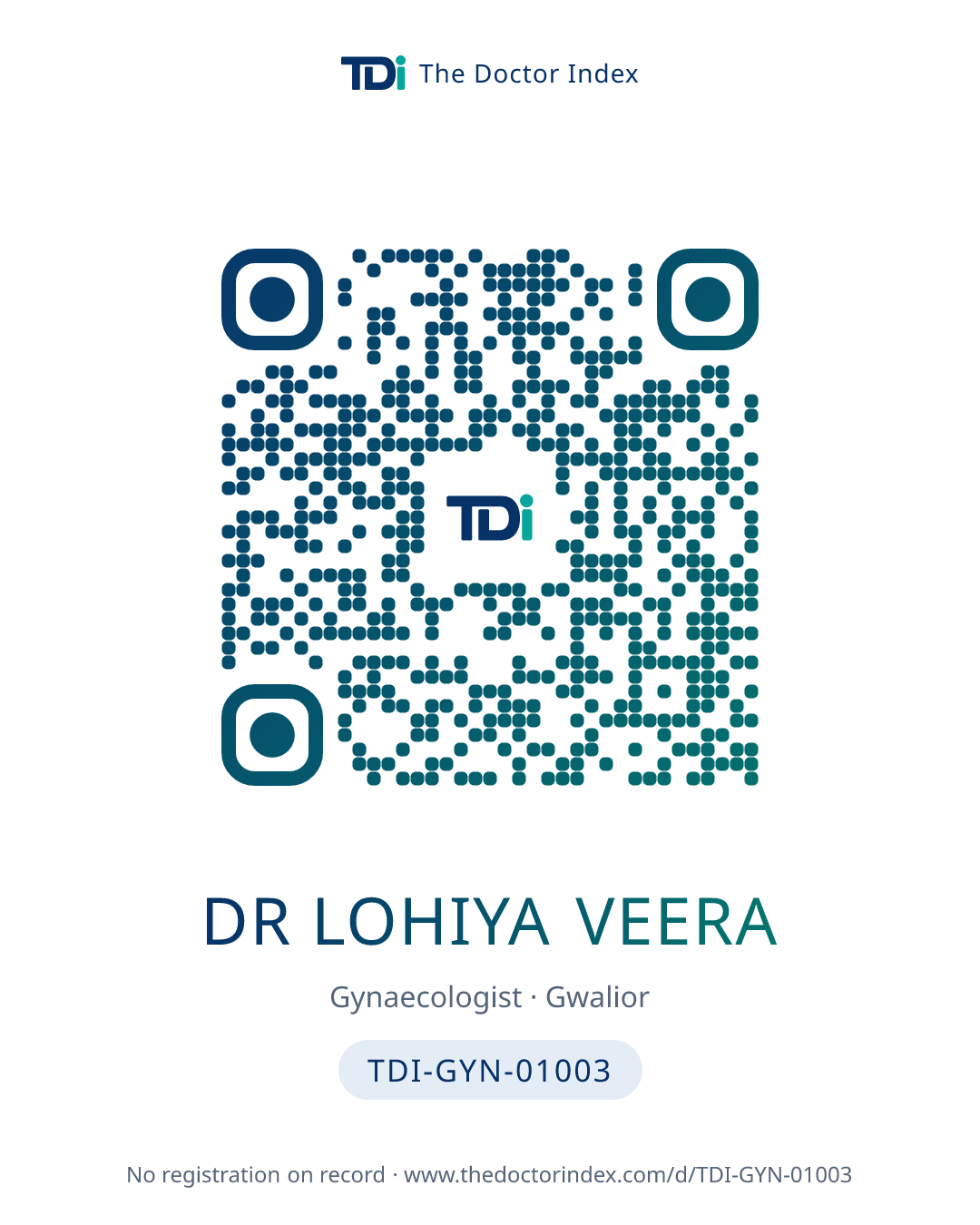 QR card for Dr Lohiya Veera, TDI-GYN-01003
