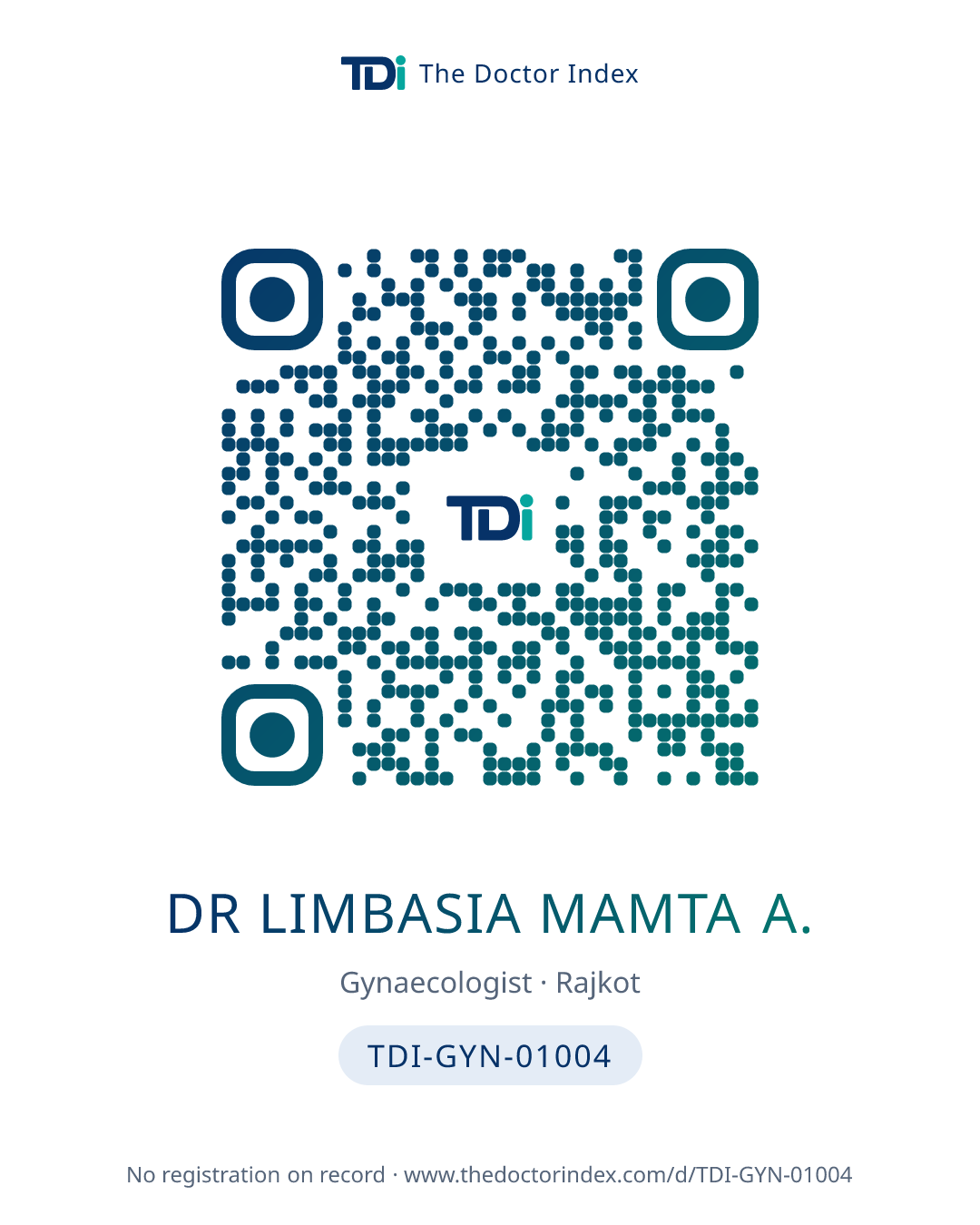 QR card for Dr Limbasia Mamta A., TDI-GYN-01004
