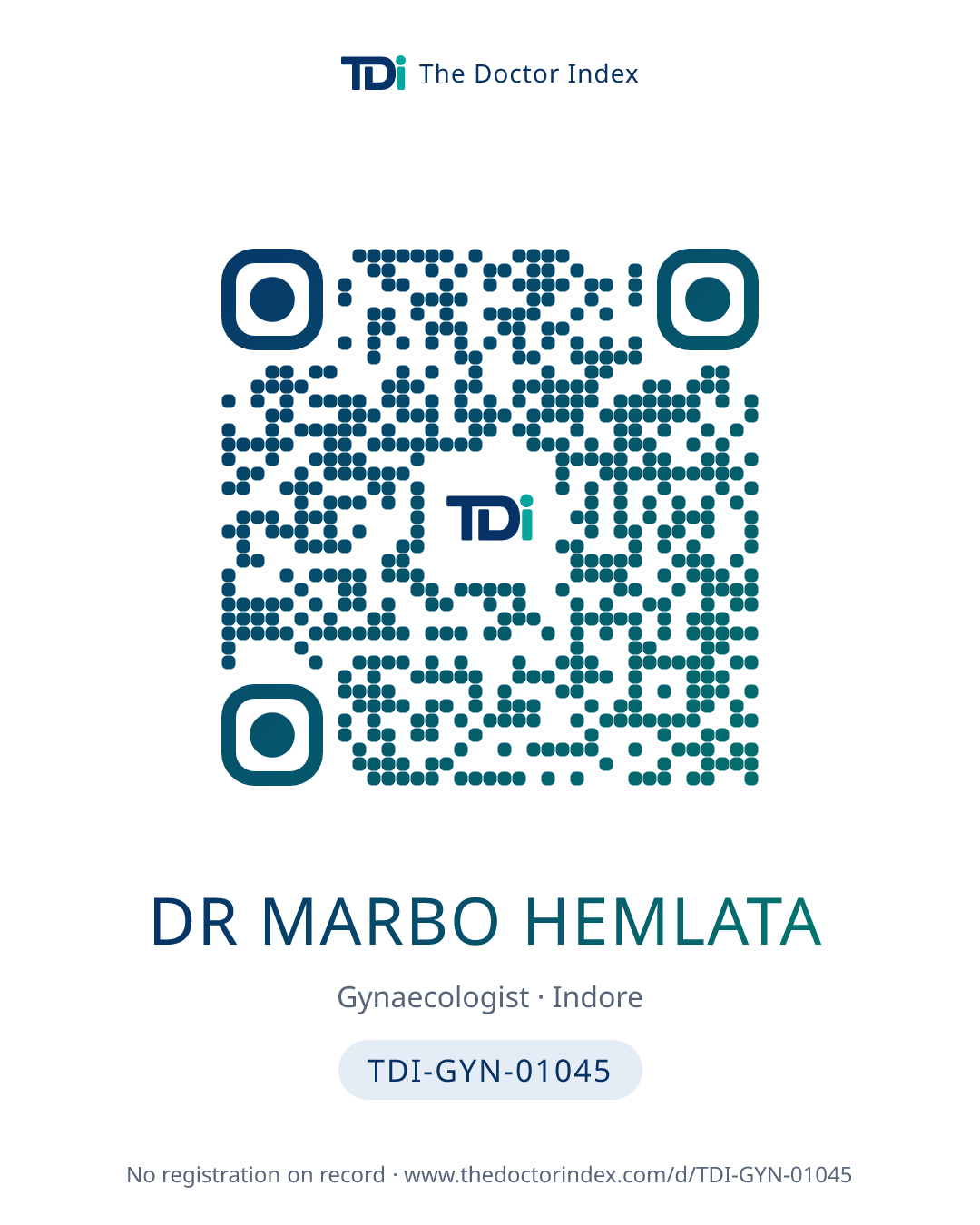 QR card for Dr Marbo Hemlata, TDI-GYN-01045