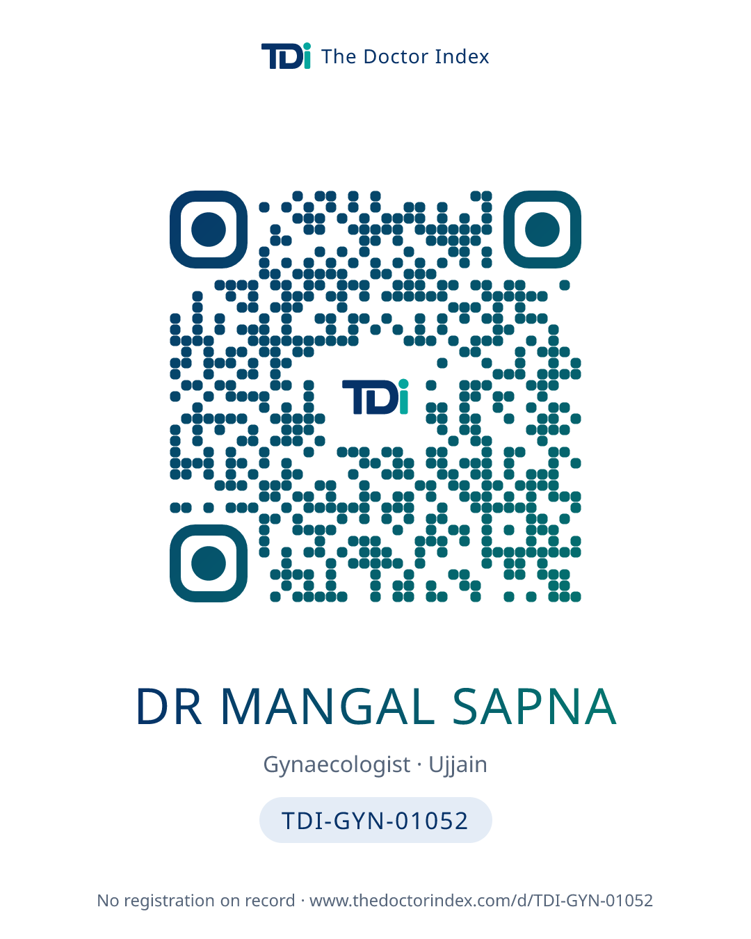 QR card for Dr Mangal Sapna, TDI-GYN-01052