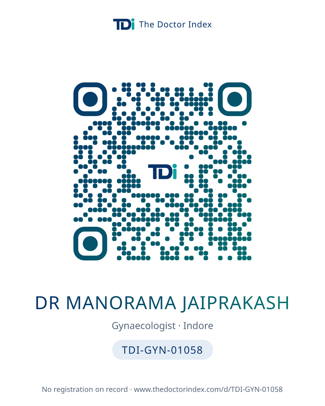 QR card for Dr Manorama Jaiprakash, TDI-GYN-01058