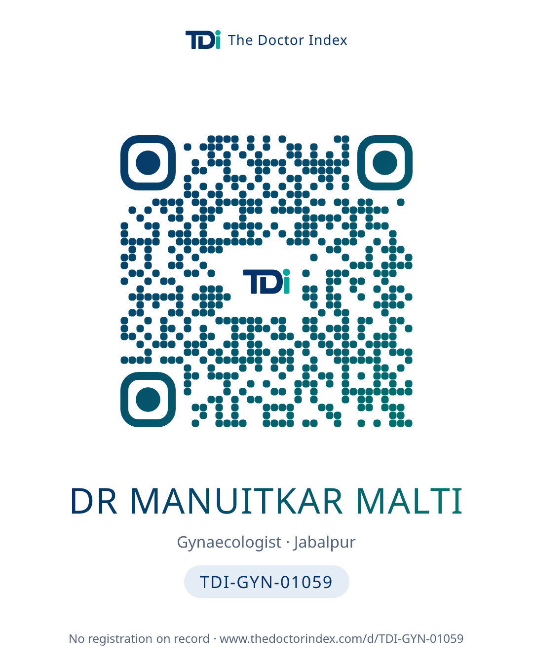 QR card for Dr Manuitkar Malti, TDI-GYN-01059