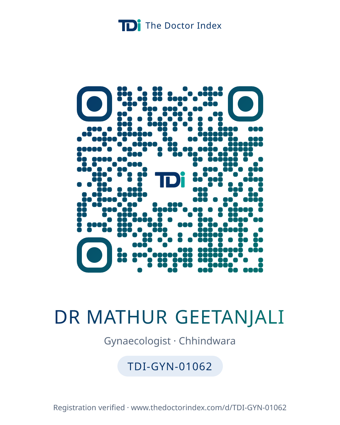 QR card for Dr Mathur Geetanjali, TDI-GYN-01062