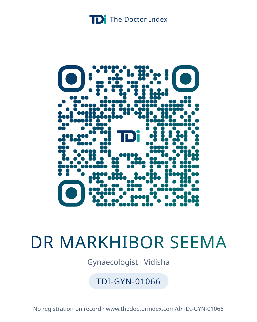 QR card for Dr Markhibor Seema, TDI-GYN-01066