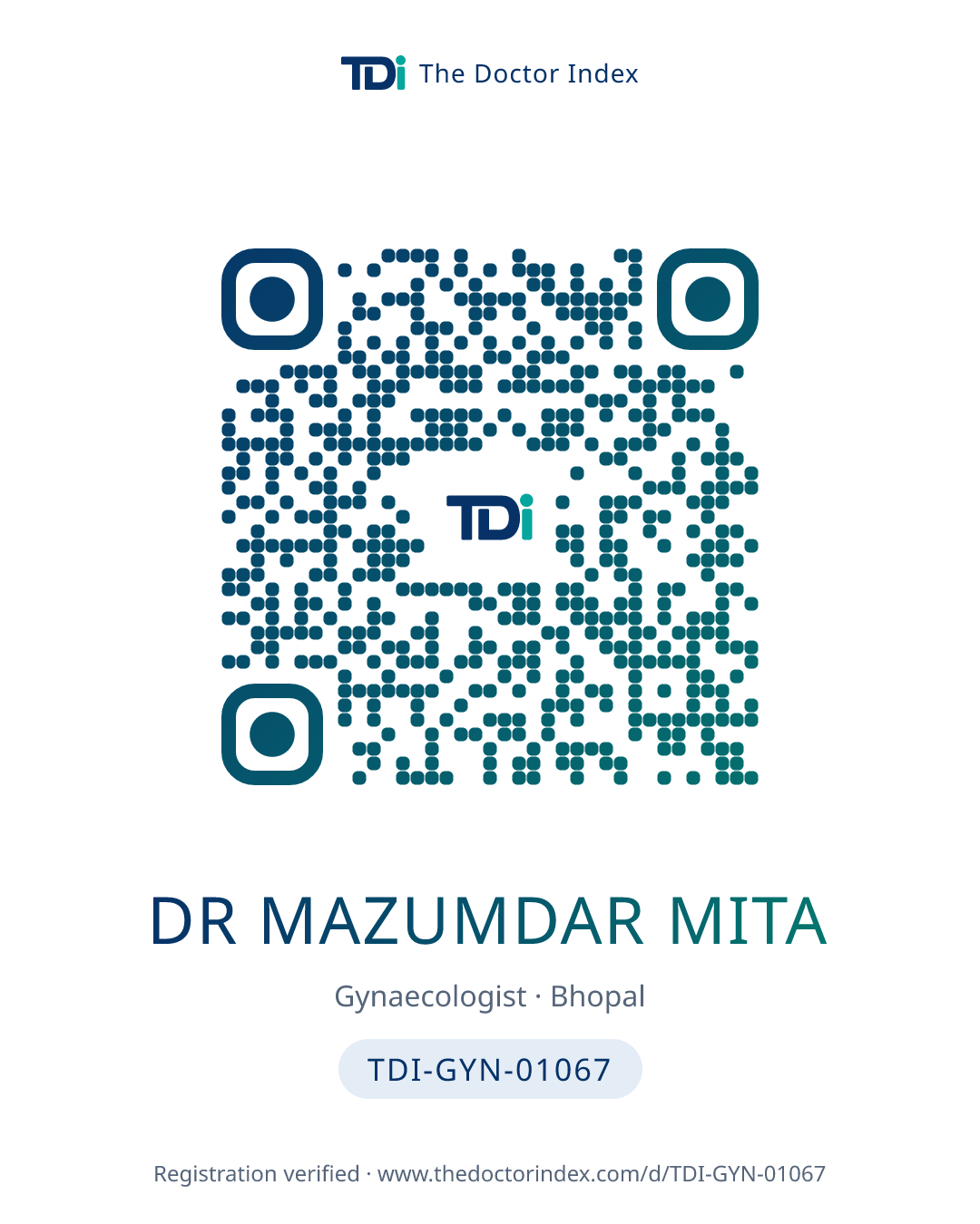 QR card for Dr Mazumdar Mita, TDI-GYN-01067