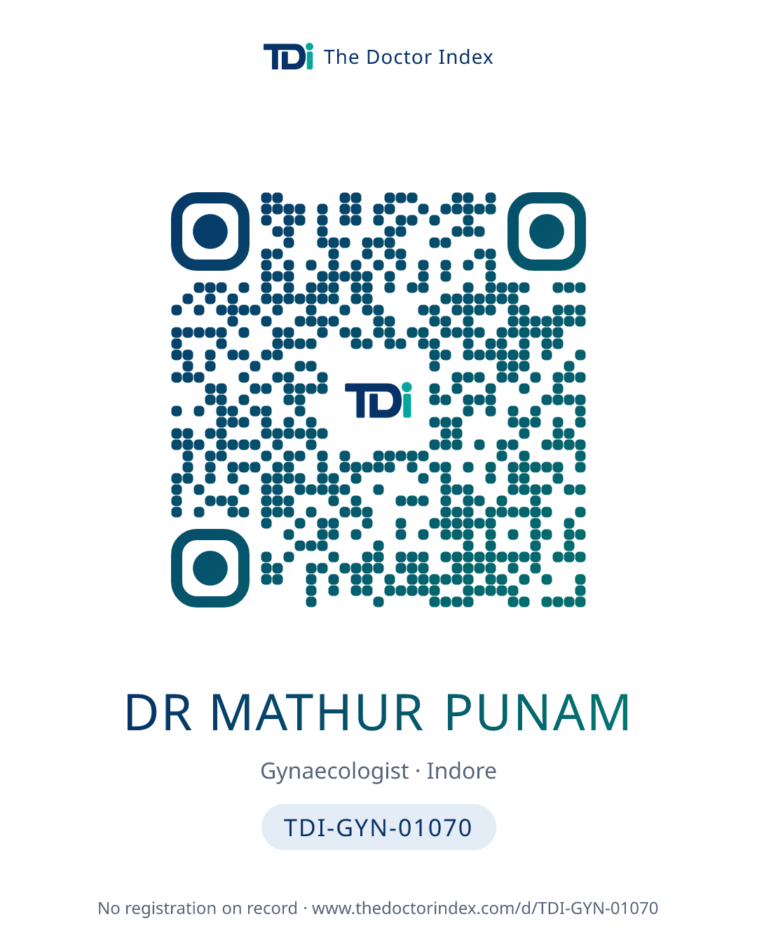QR card for Dr Mathur Punam, TDI-GYN-01070