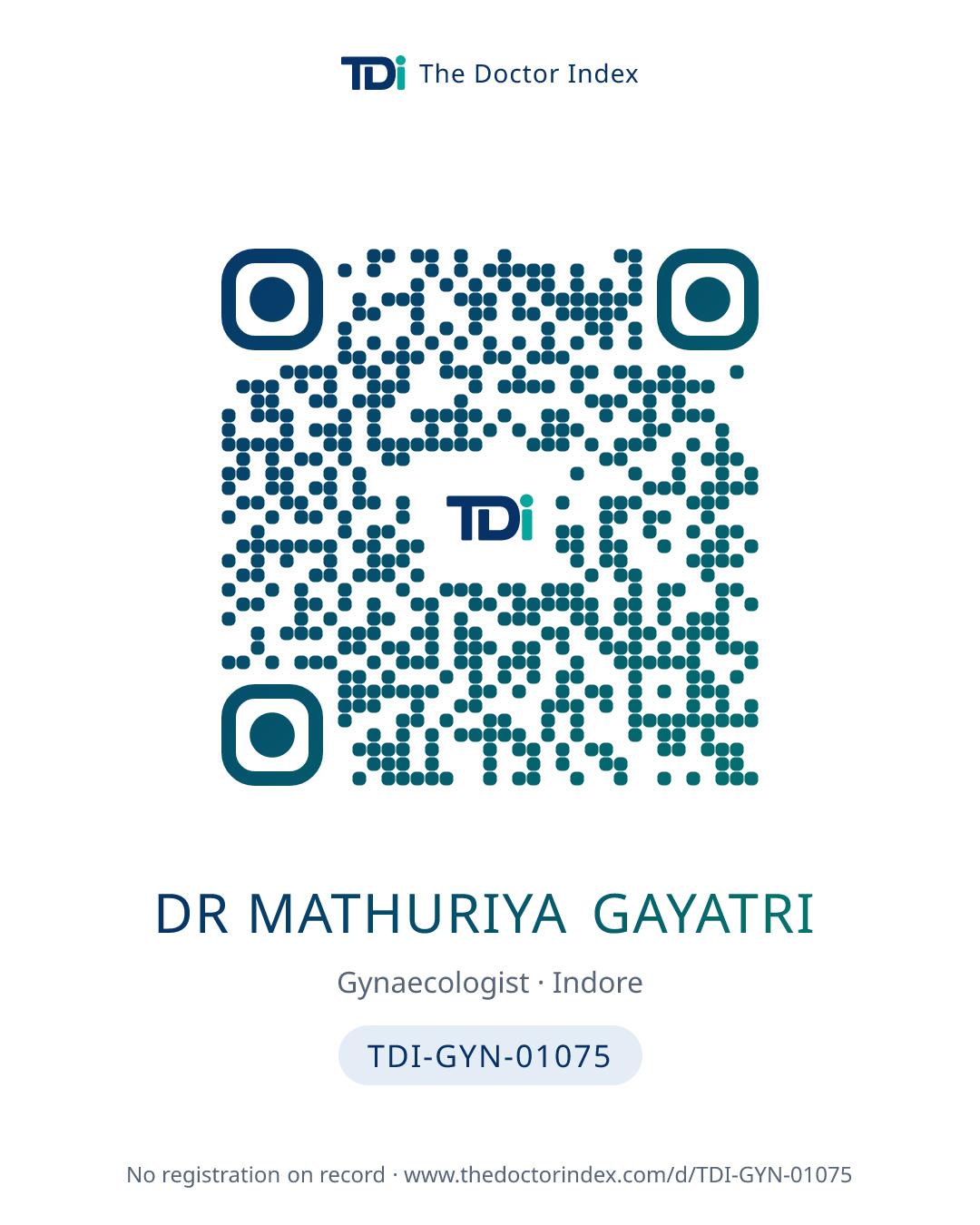 QR card for Dr Mathuriya Gayatri, TDI-GYN-01075