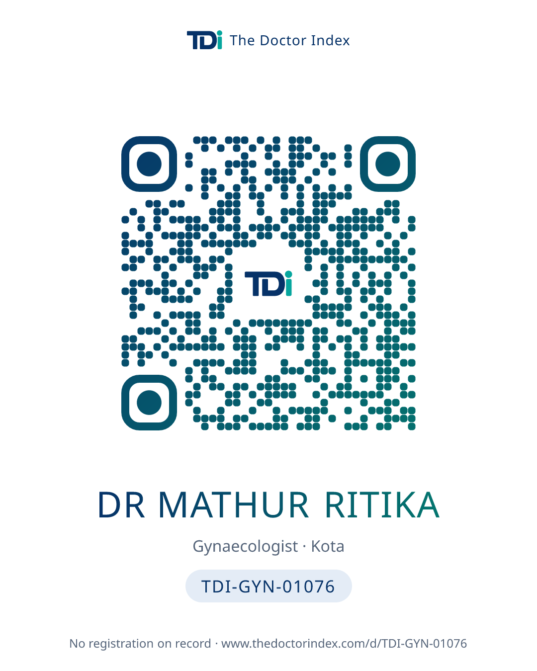 QR card for Dr Mathur Ritika, TDI-GYN-01076