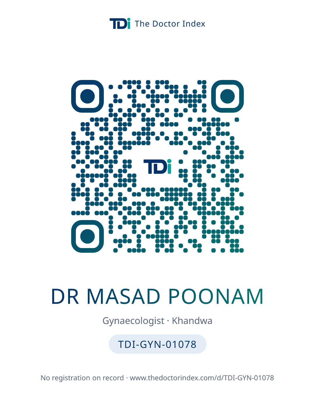 QR card for Dr Masad Poonam, TDI-GYN-01078