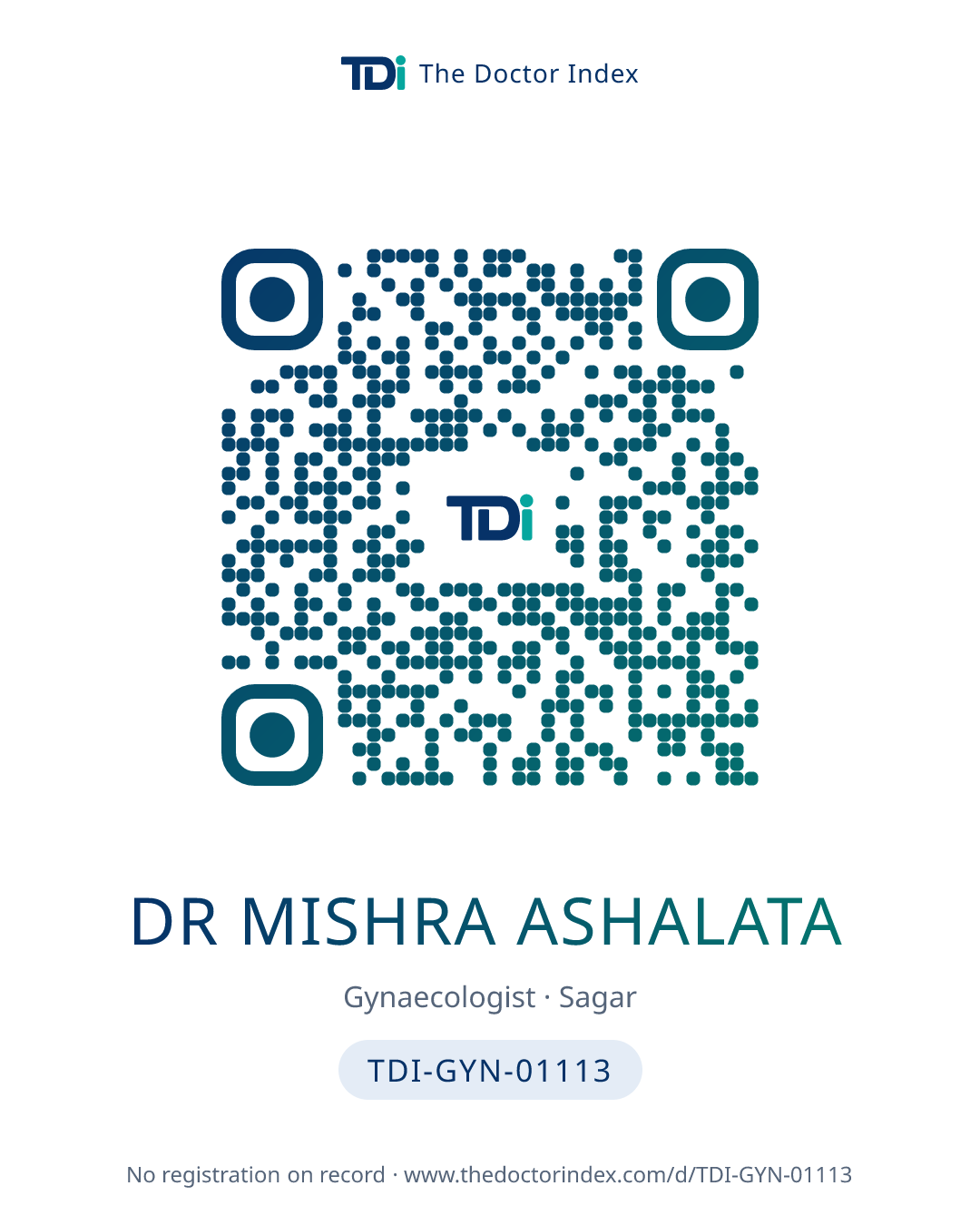 QR card for Dr Mishra Ashalata, TDI-GYN-01113